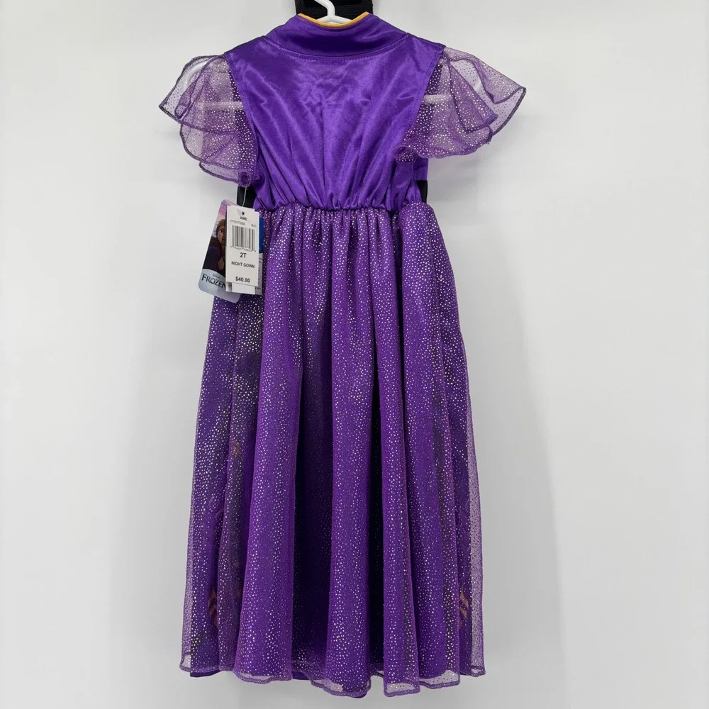 Disney Frozen Anna Purple Night Gown Sparkle Mesh Sleepwear Toddler Girls 2T NEW - Picture 4 of 9